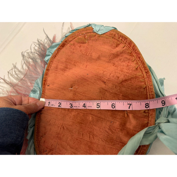 Vintage 1940s Feathered Cocktail Fascinator Hat w Chin Ribbon Blue Pink w Box main image 14